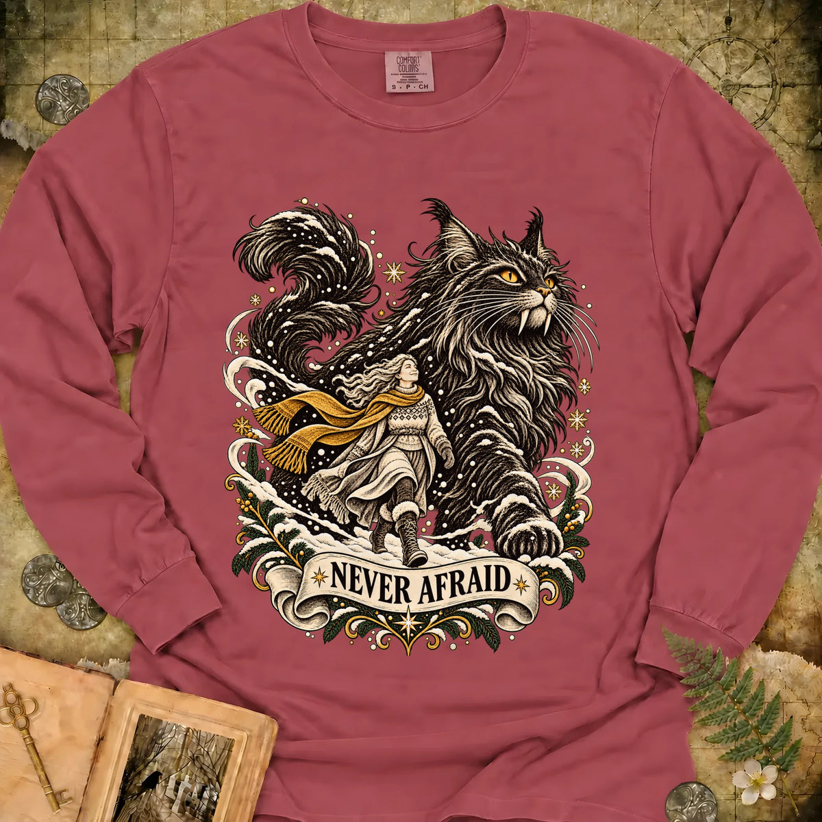 Never Afraid Long Sleeve T-Shirt - Brick