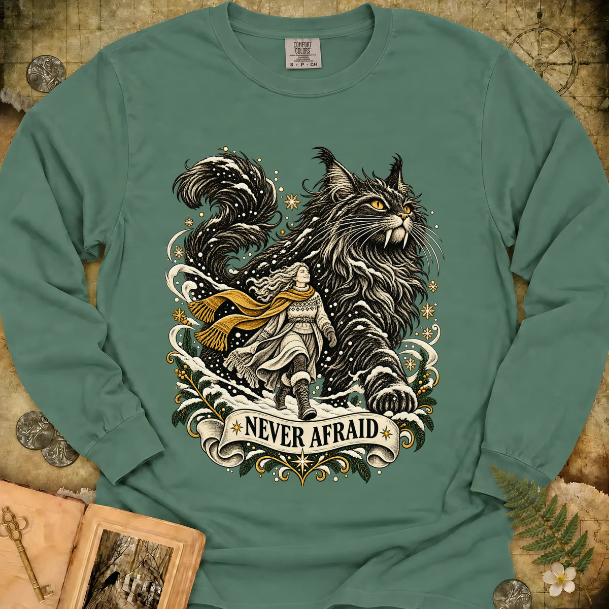 Never Afraid Long Sleeve T-Shirt - Light Green