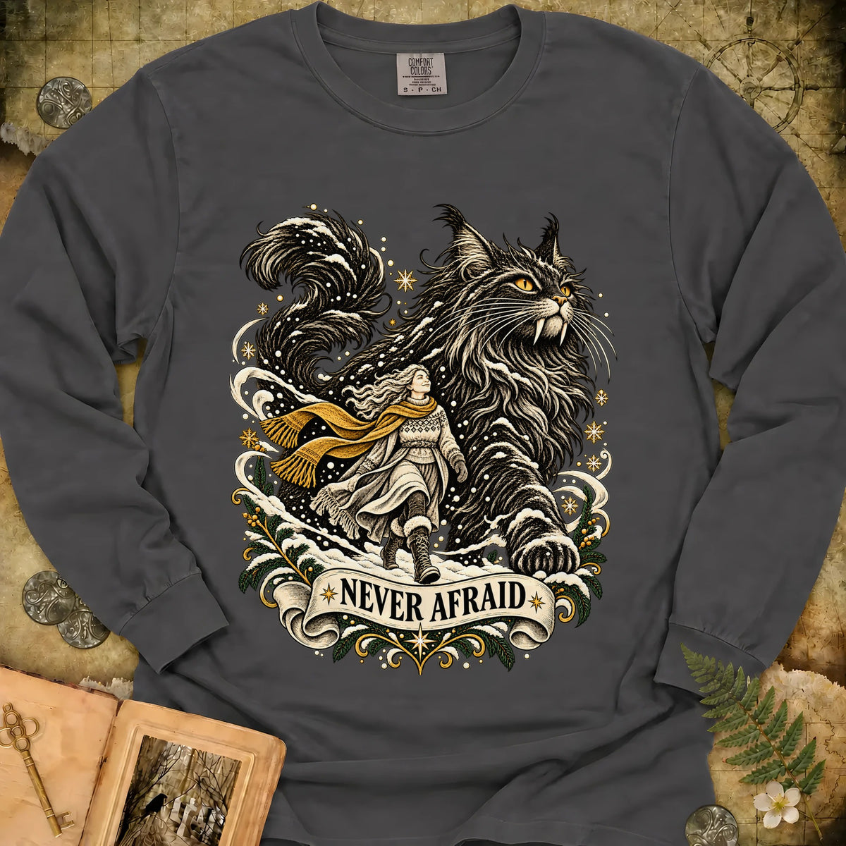 Never Afraid Long Sleeve T-Shirt - Pepper