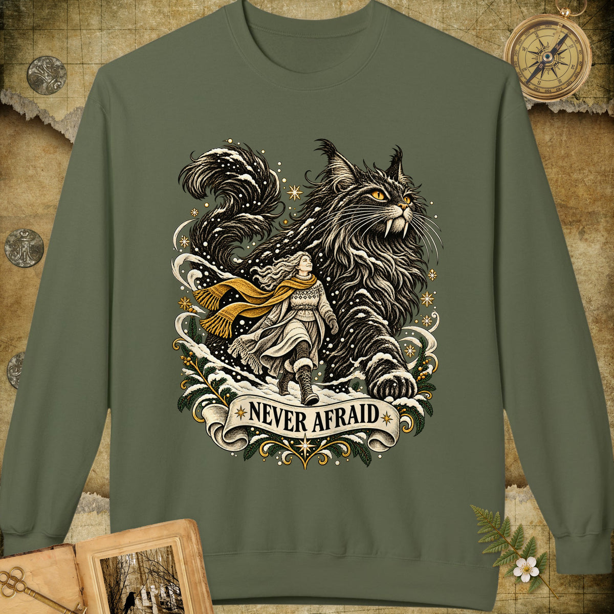Never Afraid Sweatshirt - Military Green