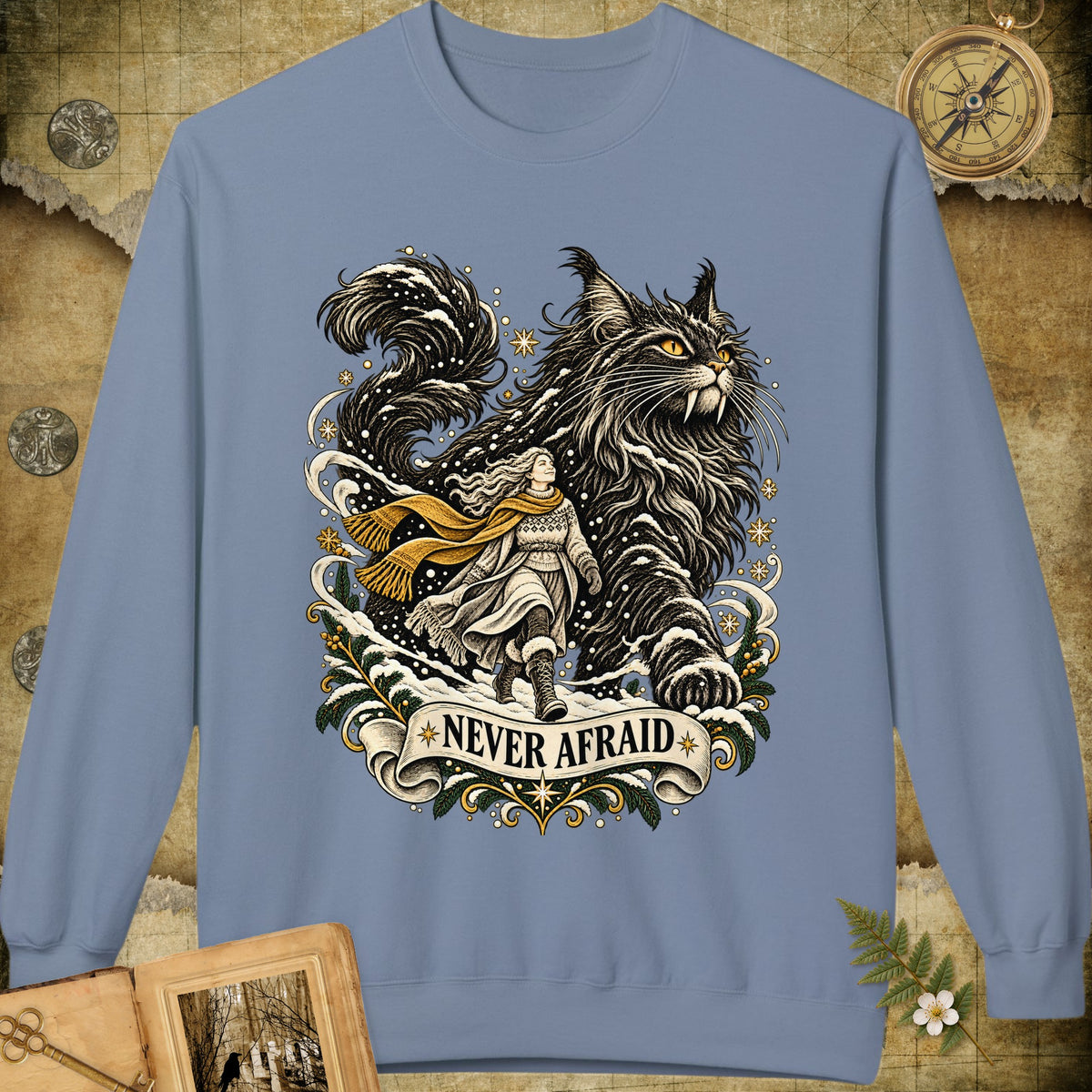 Never Afraid Sweatshirt - Stone Blue