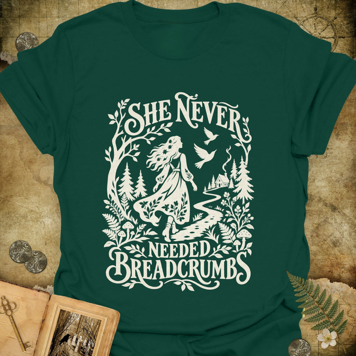 Never Needed Breadcrumbs T-Shirt - Forest Green