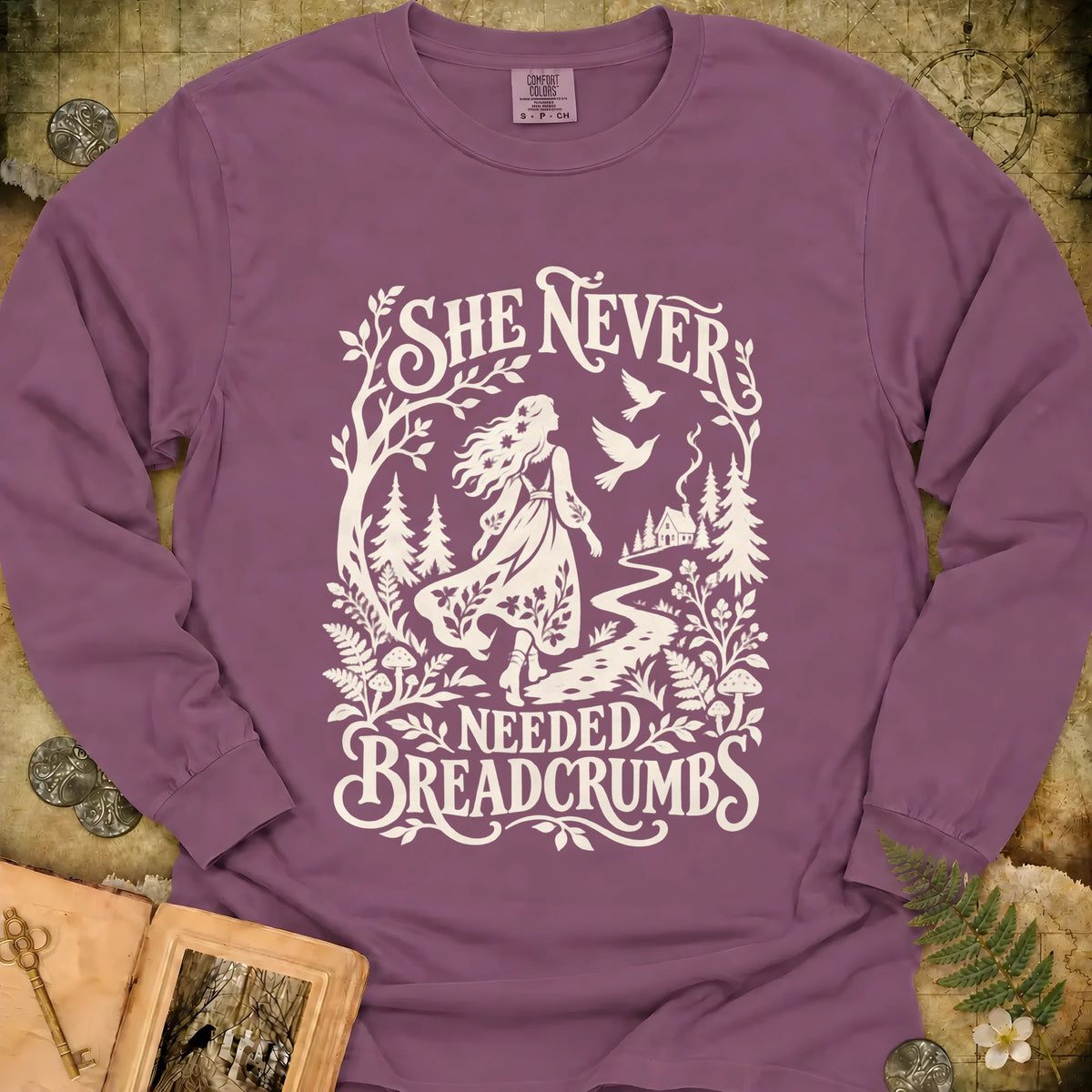 Never Needed Breadcrumbs Long Sleeve T-Shirt - Berry