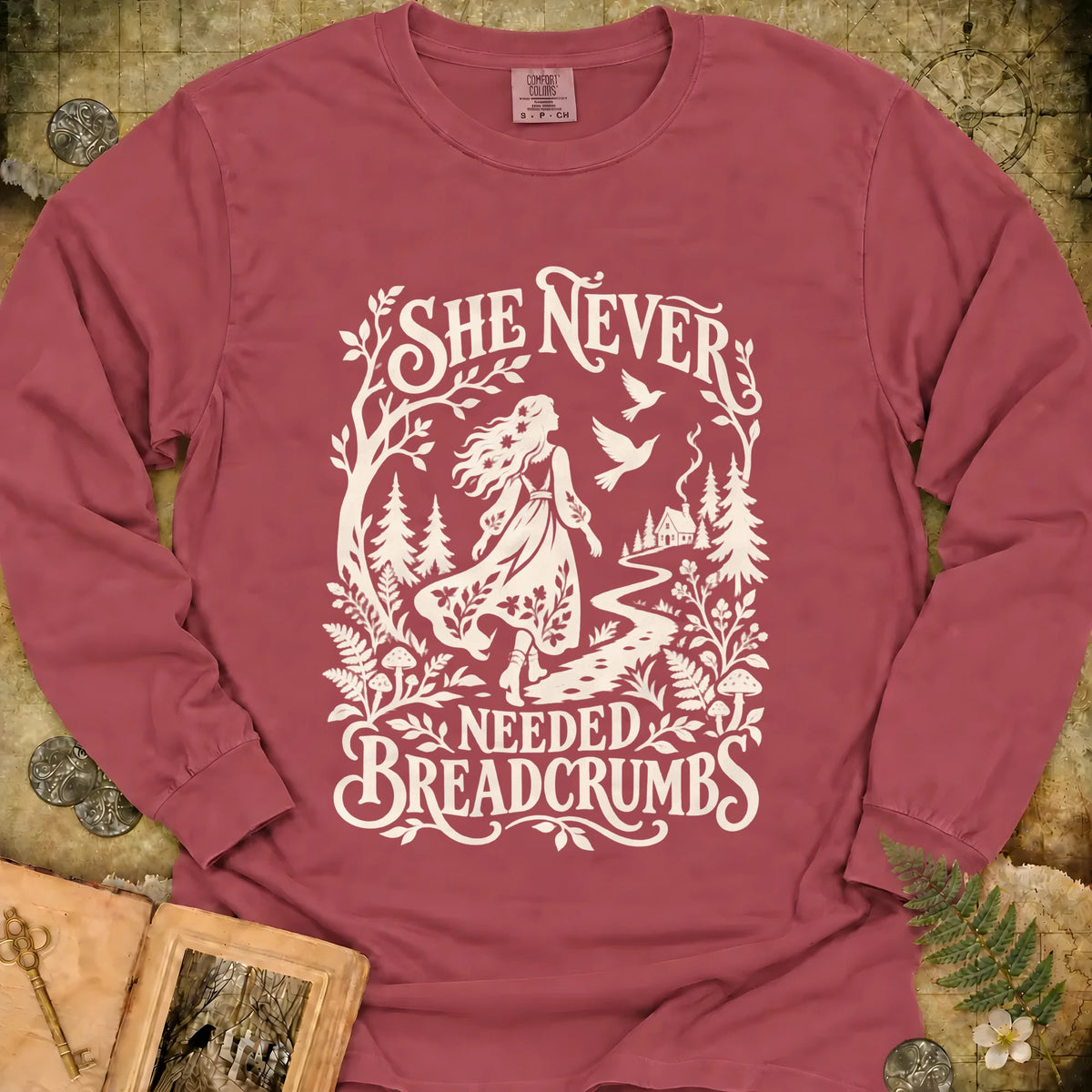 Never Needed Breadcrumbs Long Sleeve T-Shirt - Brick
