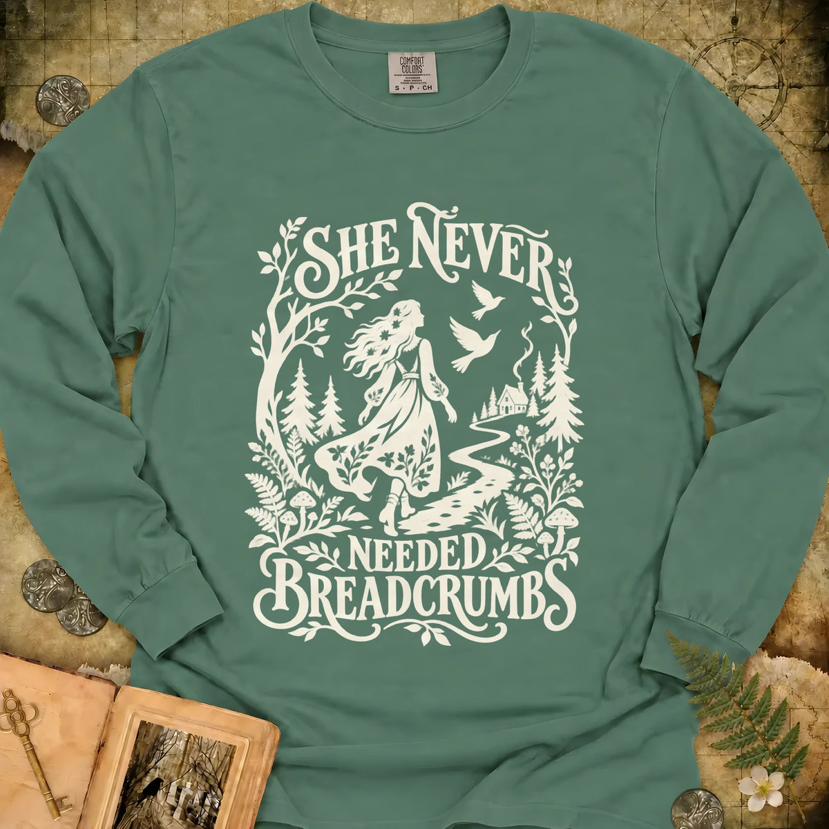 Never Needed Breadcrumbs Long Sleeve T-Shirt - Light Green