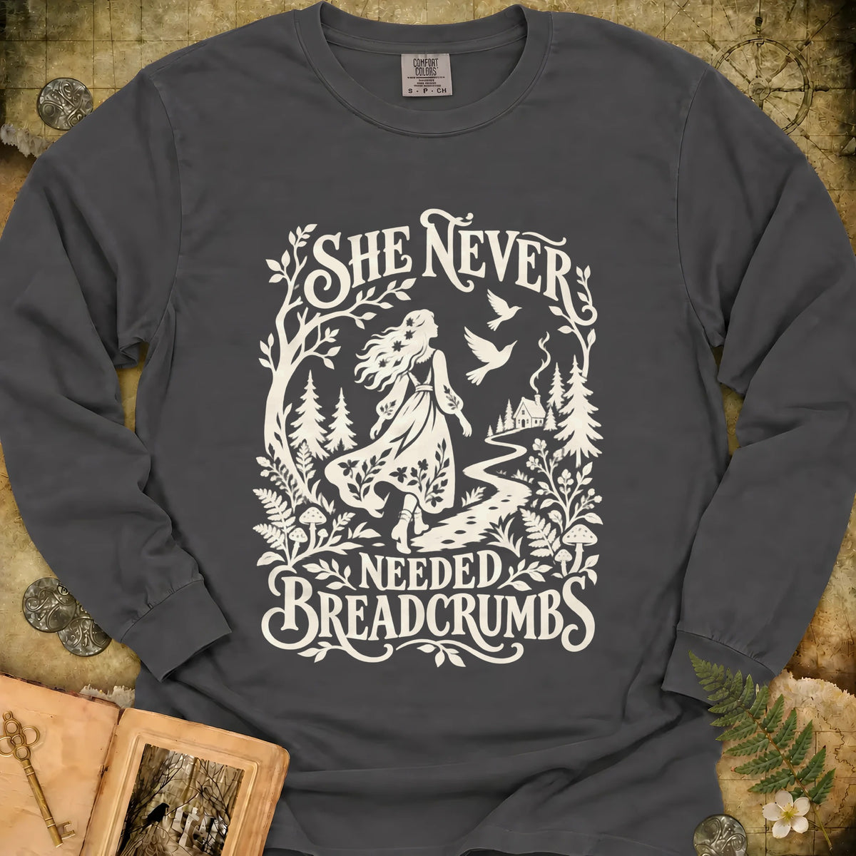 Never Needed Breadcrumbs Long Sleeve T-Shirt - Pepper