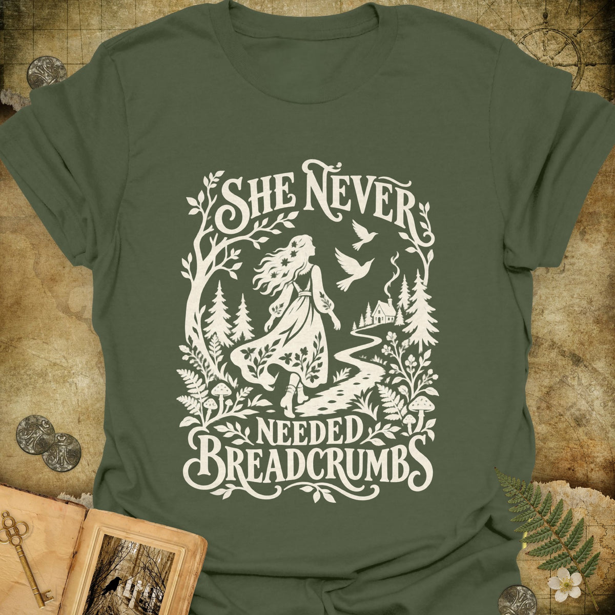 Never Needed Breadcrumbs T-Shirt - Military Green