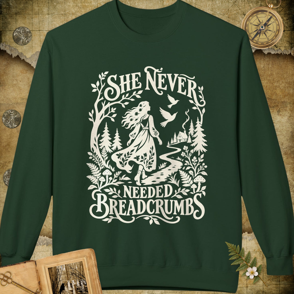 Never Needed Breadcrumbs Sweatshirt - Forest Green