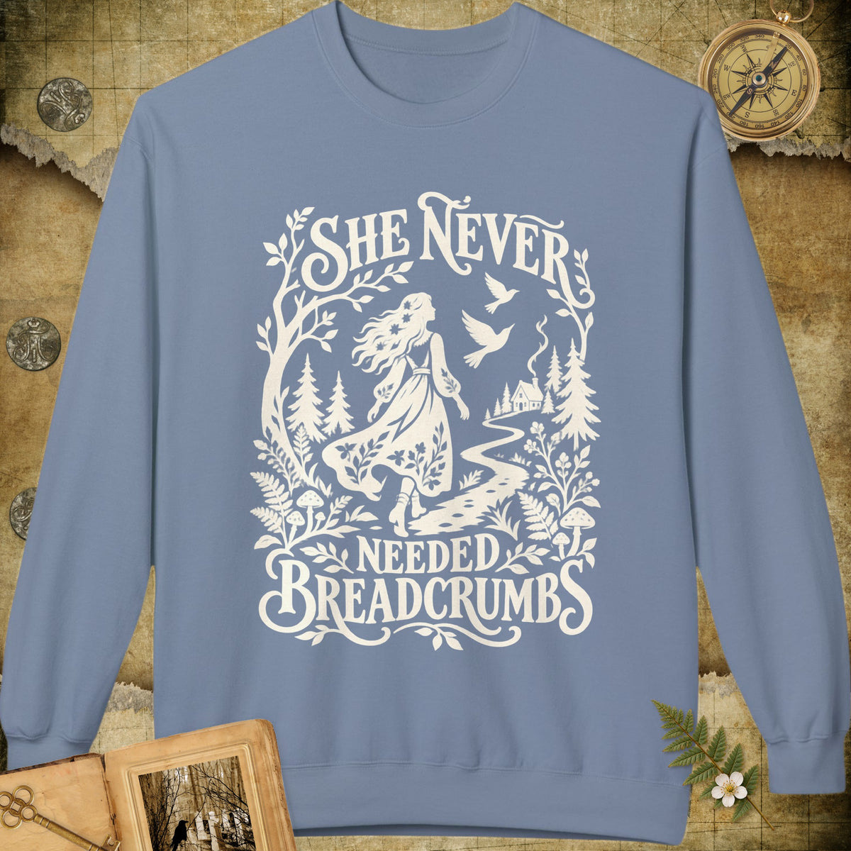 Never Needed Breadcrumbs Sweatshirt - Stone Blue