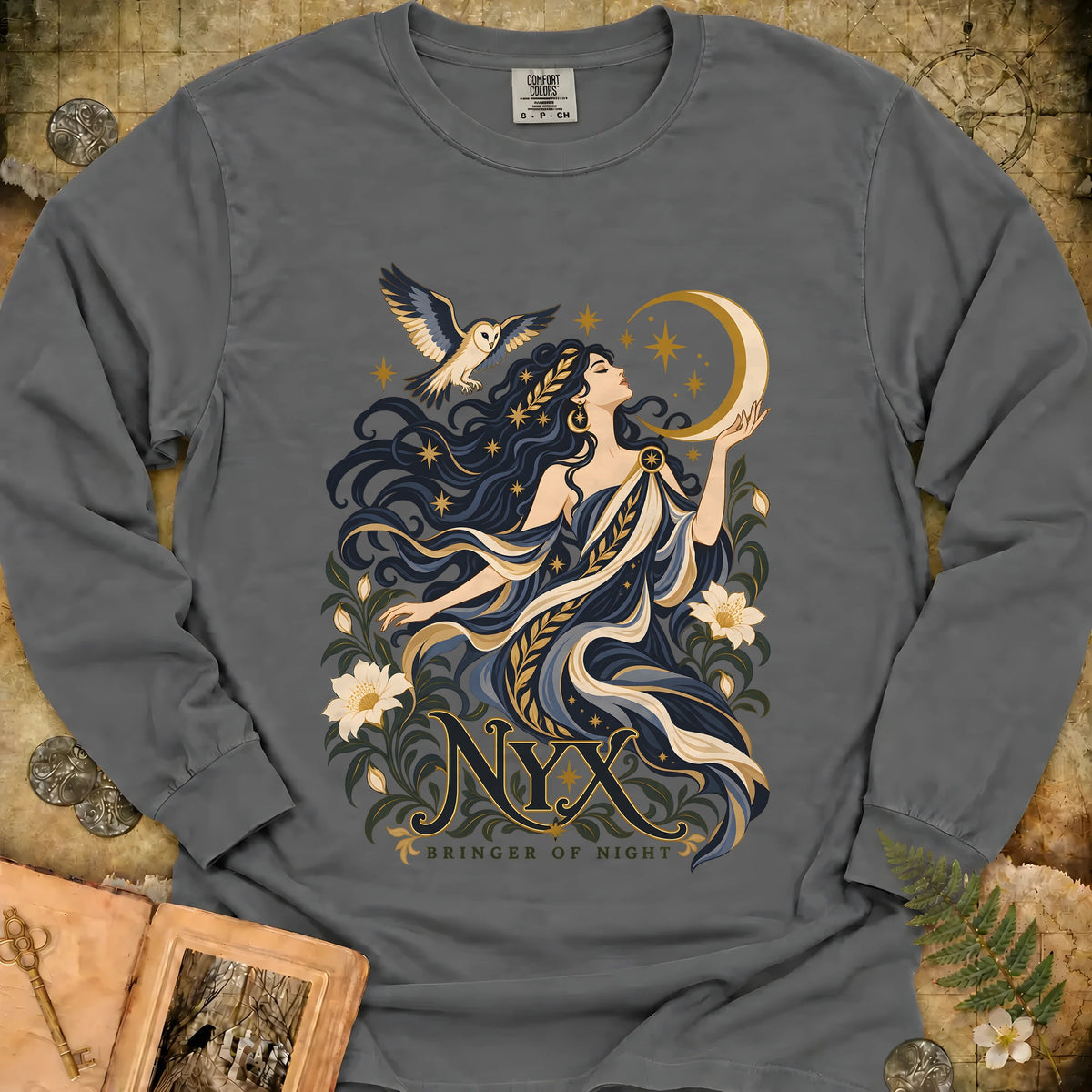 Nyx - Bringer Of Night Long Sleeve T-Shirt - Granite