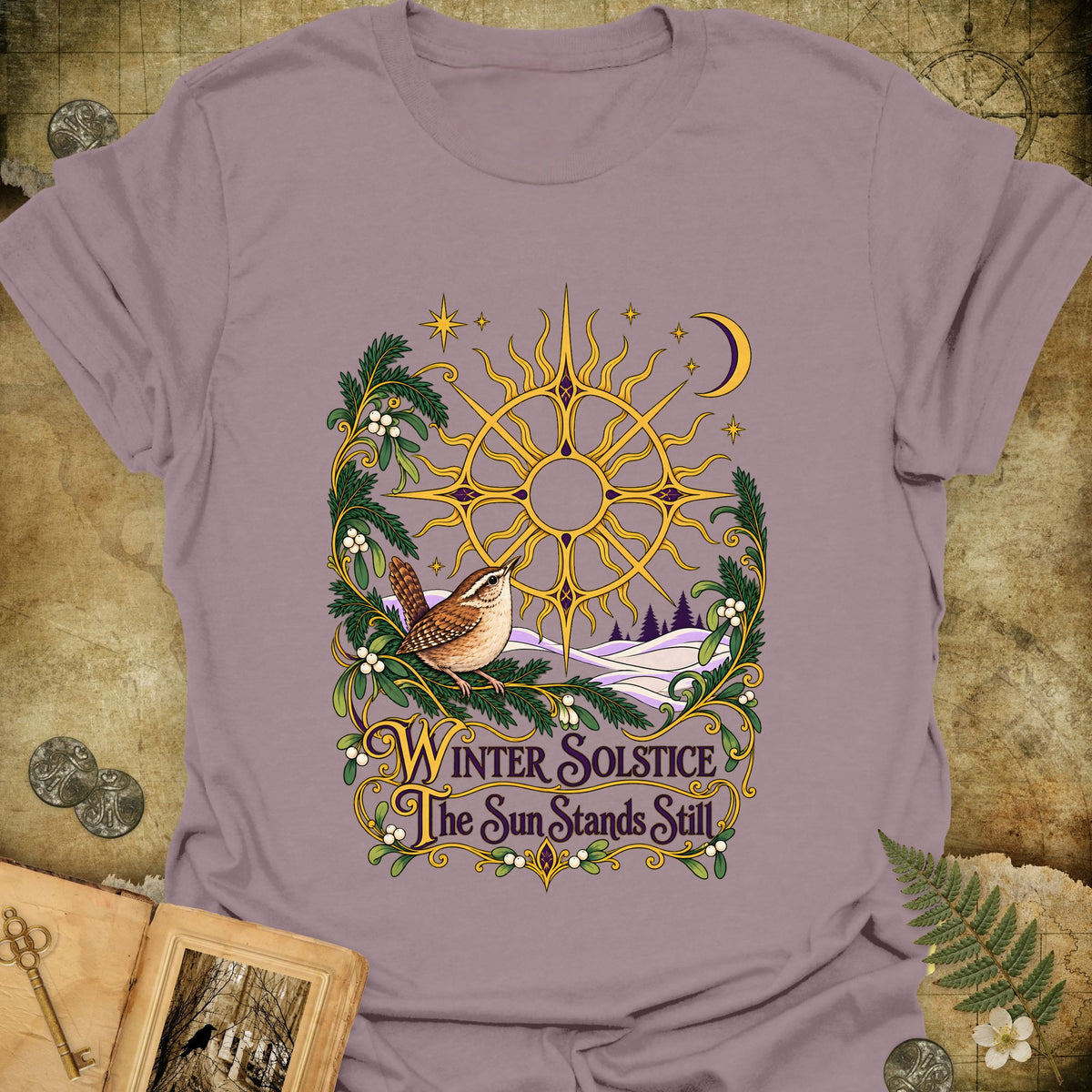Ornate Winter Solstice Sun Wreath T-Shirt - Paragon