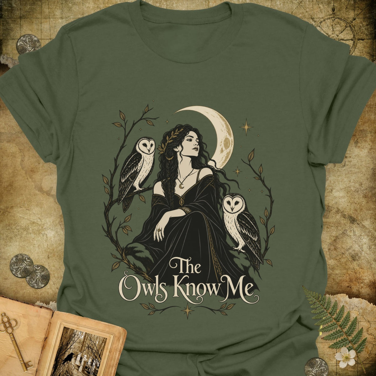 TLWIF Studio | Military Green | The Owls Know Me T-Shirt