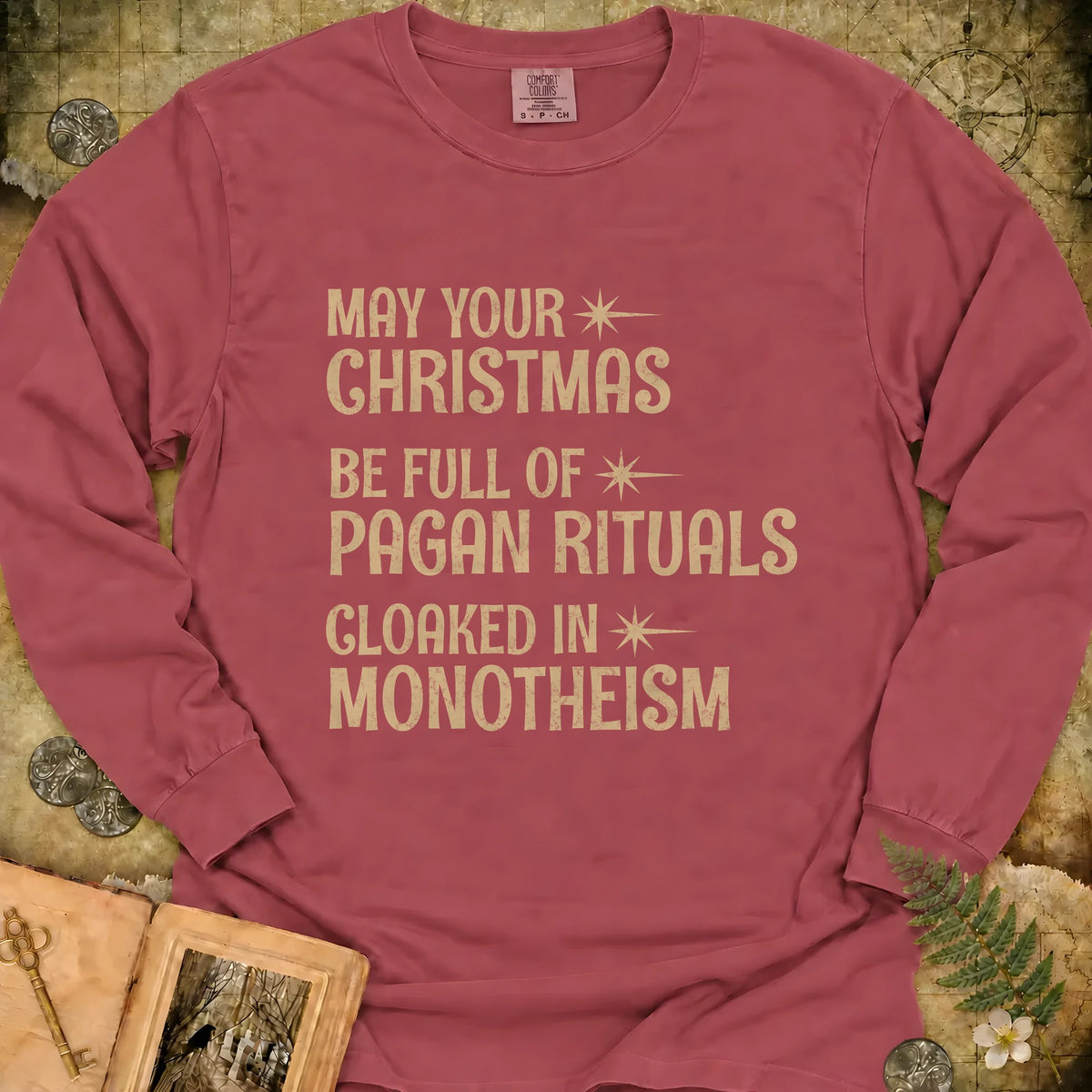 Pagan Christmas Long Sleeve T-Shirt - Brick