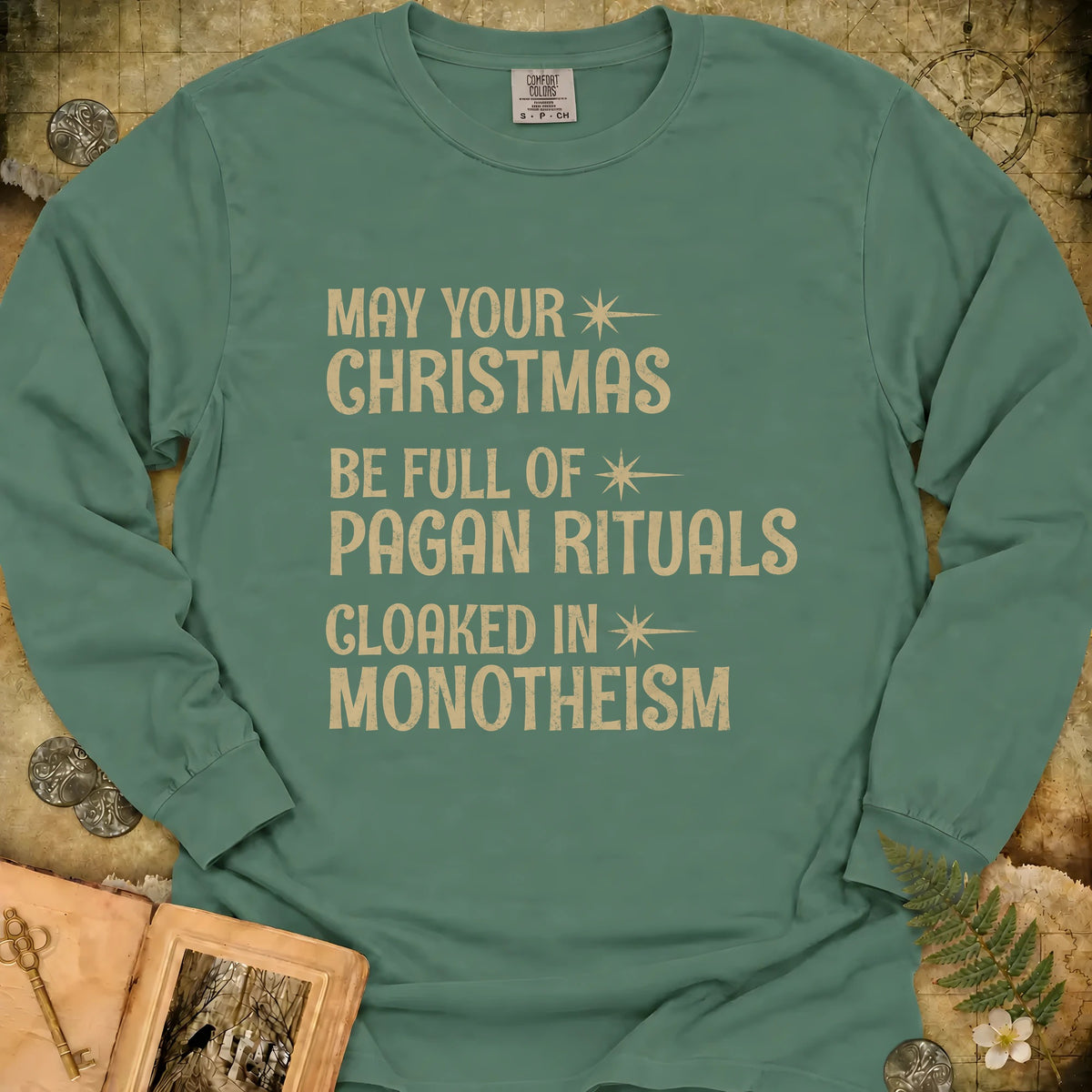 Pagan Christmas Long Sleeve T-Shirt - Light Green