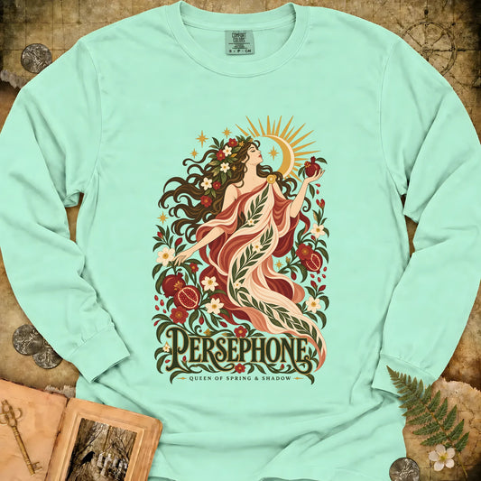 Persephone - Queen Of Spring & Shadow Long Sleeve T-Shirt - Island Reef