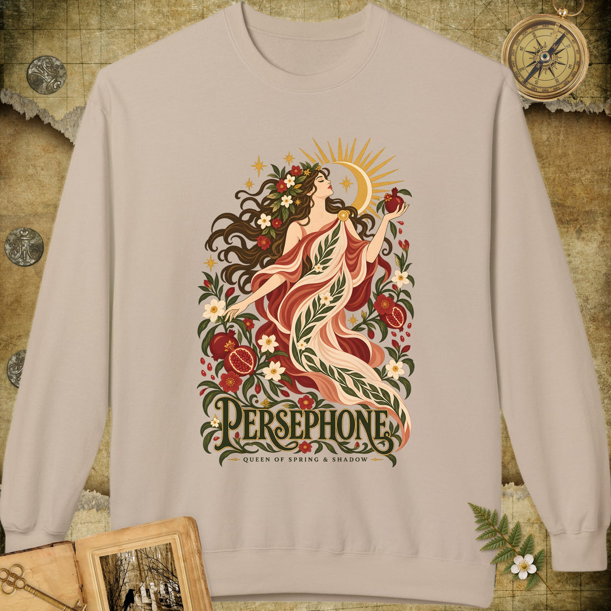 Persephone - Queen Of Spring & Shadow Sweatshirt - Sand