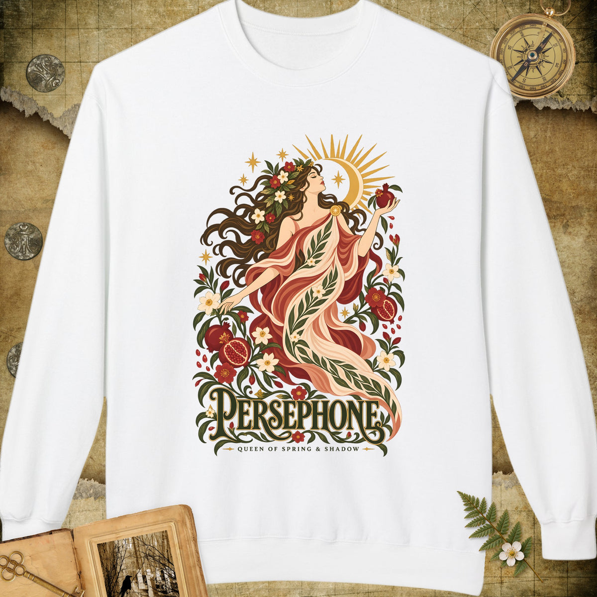 Persephone - Queen Of Spring & Shadow Sweatshirt - White