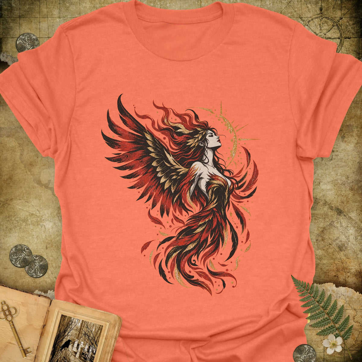 Phoenix Goddess T-Shirt - Heather Orange