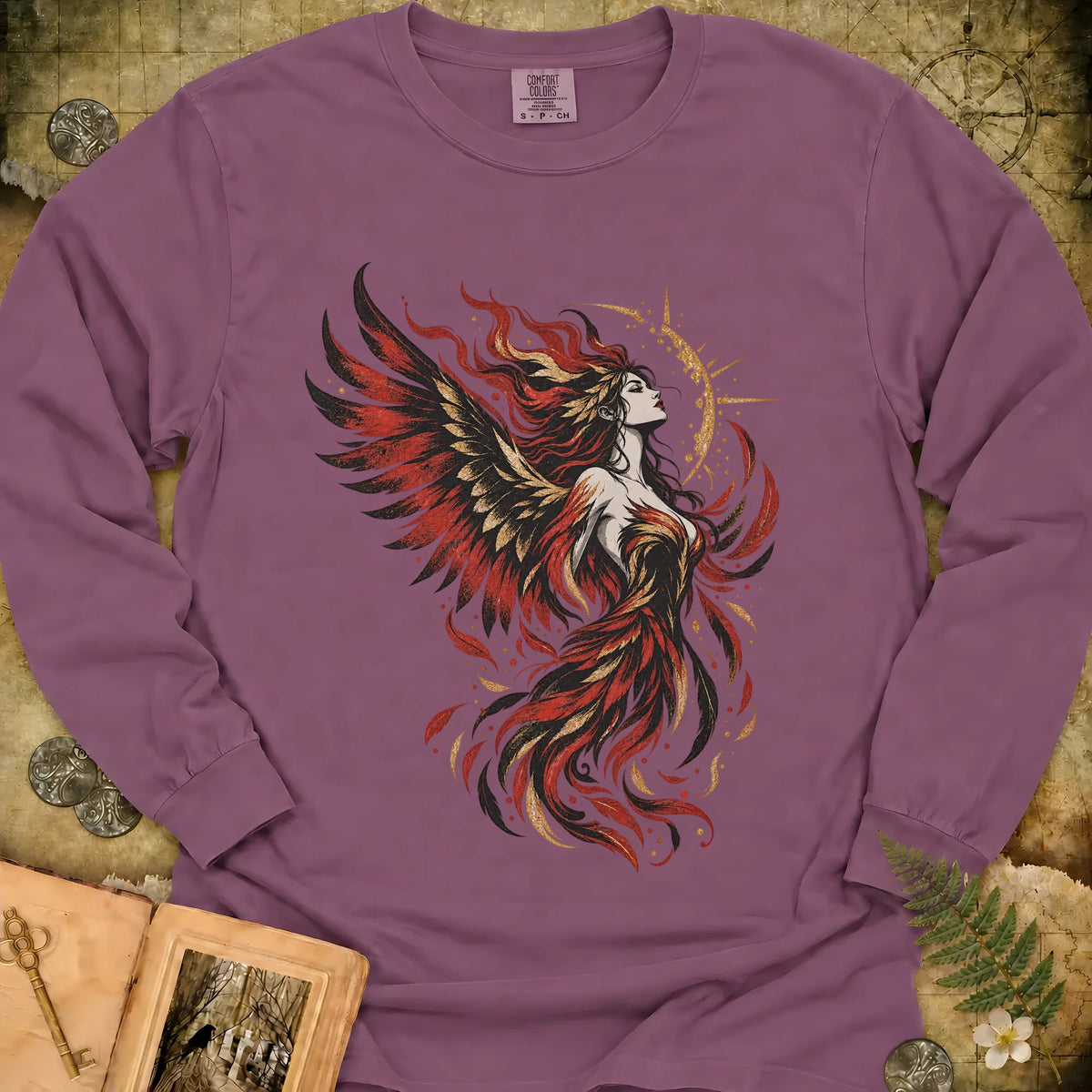 Phoenix Goddess Long Sleeve T-Shirt - Berry