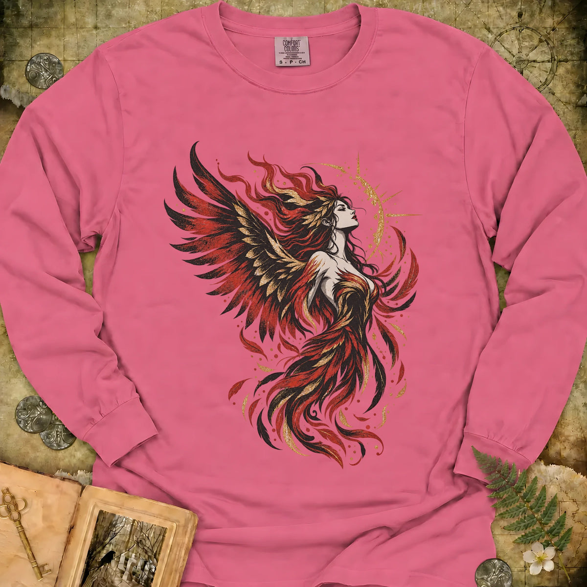 Phoenix Goddess Long Sleeve T-Shirt - Crunchberry