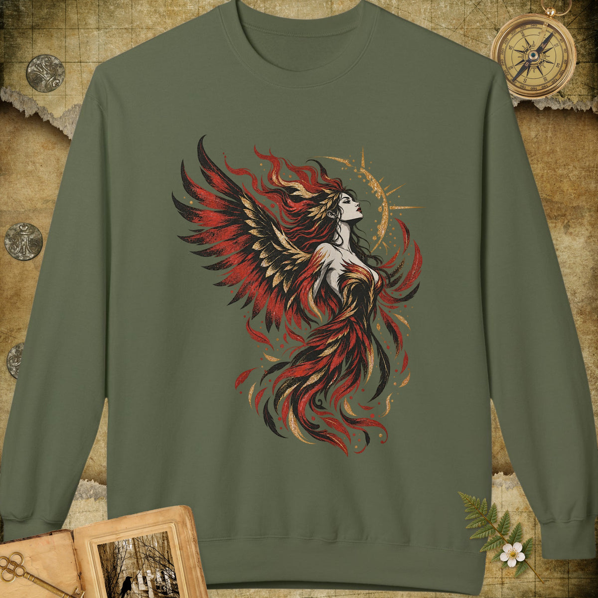 Phoenix Goddess Sweatshirt - Military Green