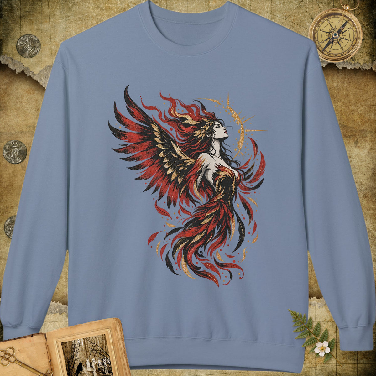 Phoenix Goddess Sweatshirt - Stone Blue