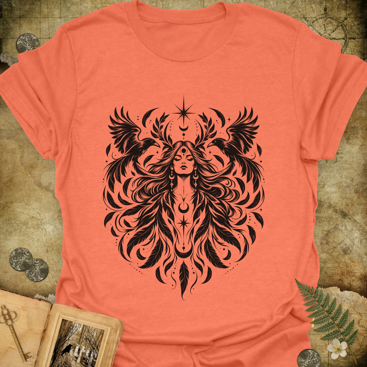 Raven Goddess T-Shirt - Heather Orange