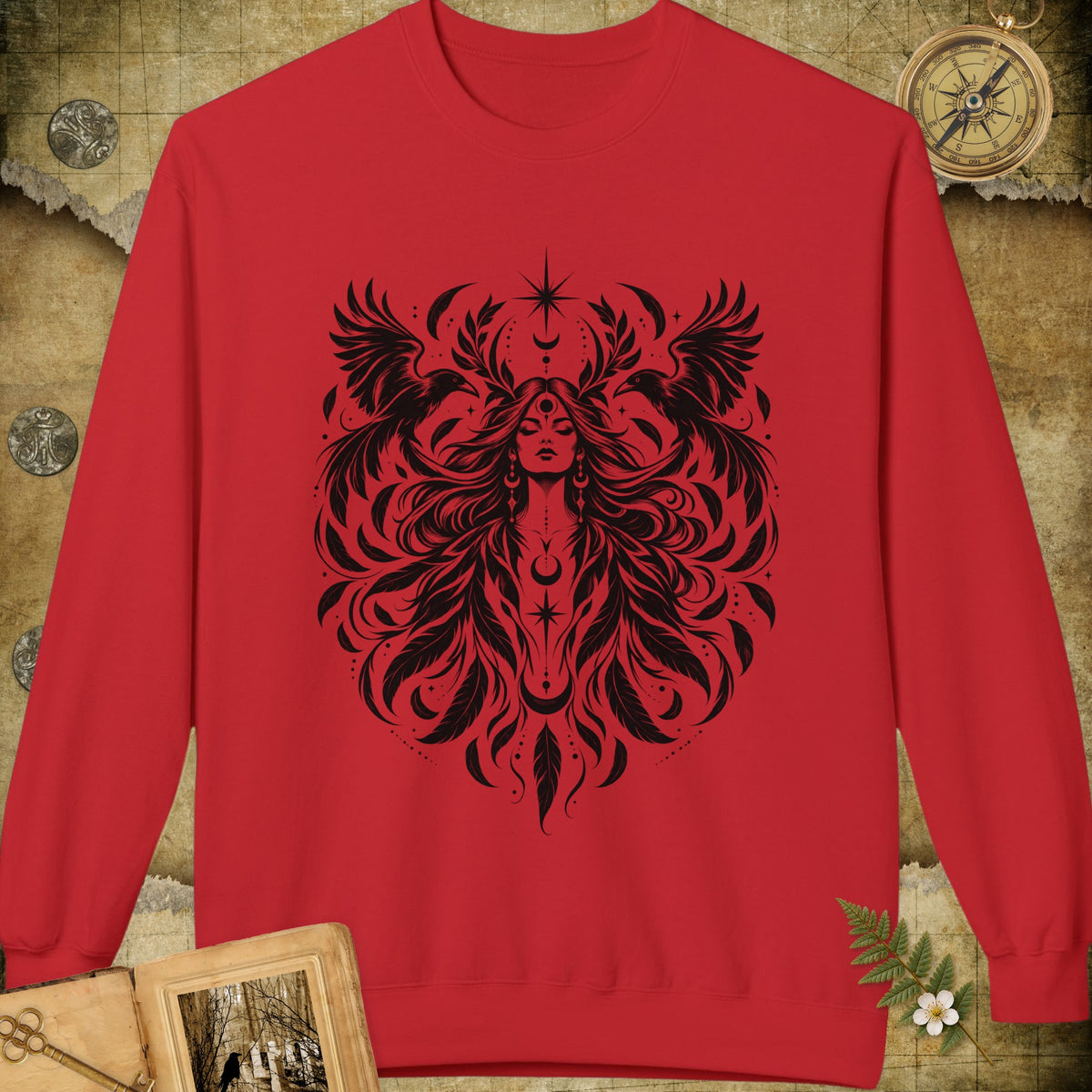 Raven Goddess Sweatshirt - Red
