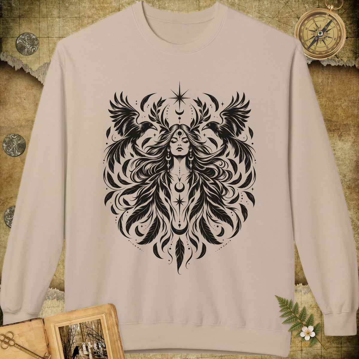 Raven Goddess Sweatshirt - Sand