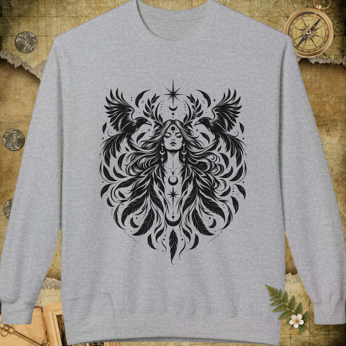 Raven Goddess Sweatshirt - Sport Grey