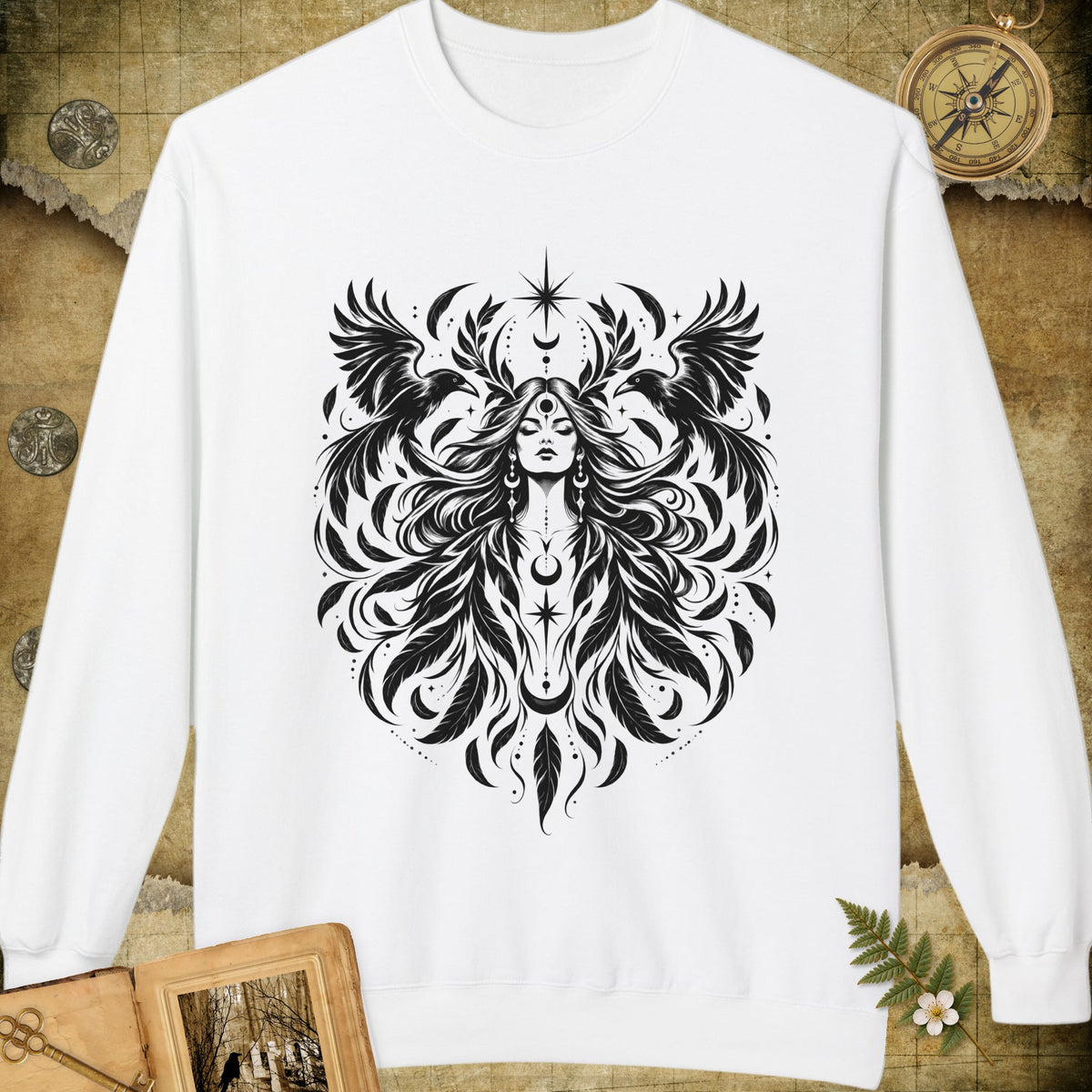 Raven Goddess Sweatshirt - White