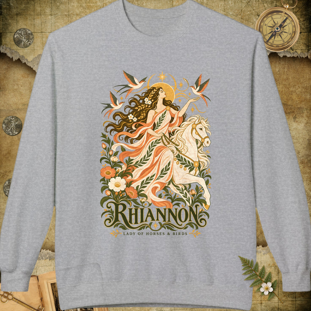 Rhiannon - Lady Of Horses & Birds Sweatshirt - Sport Grey