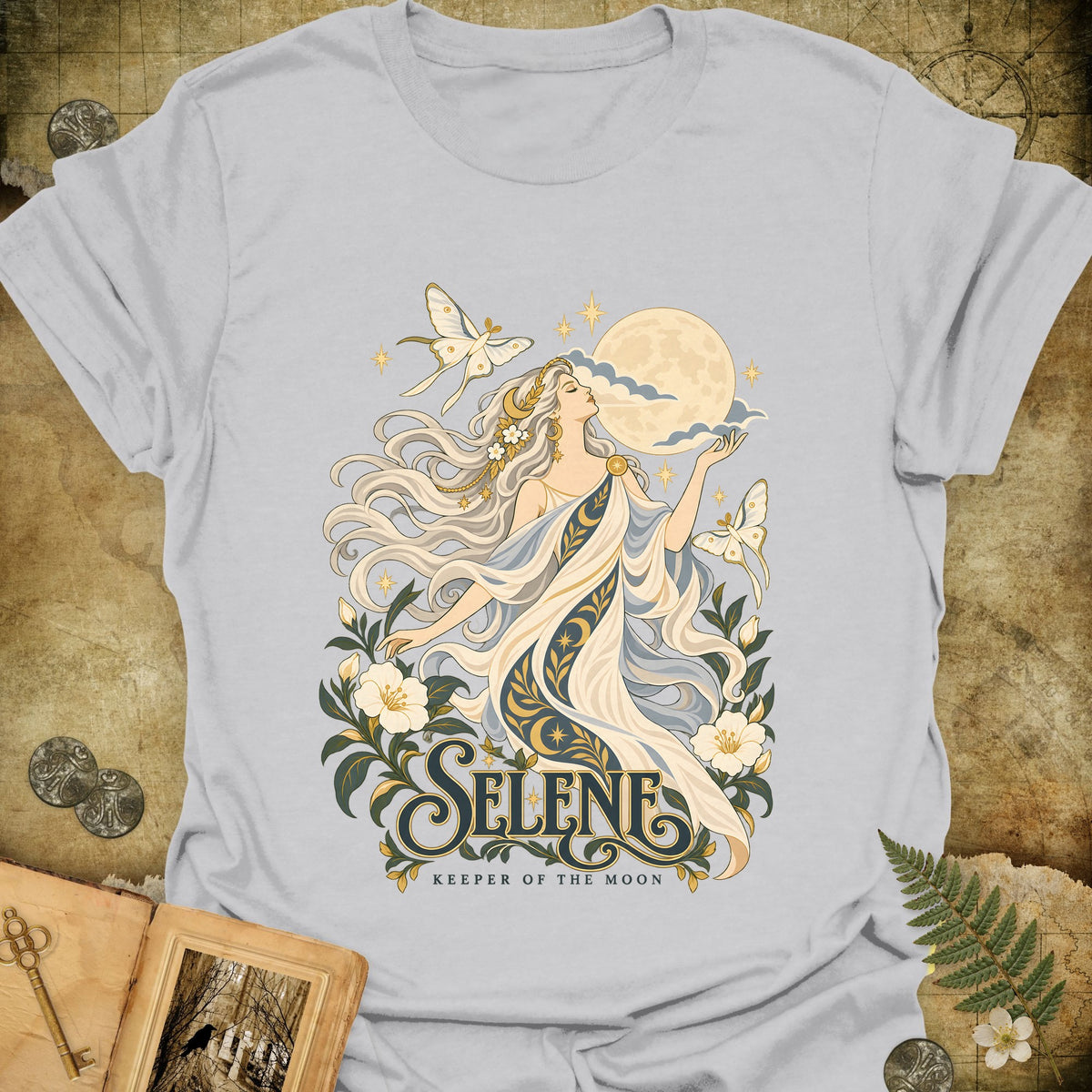 Selene - Keeper Of The Moon T-Shirt - Ice Grey