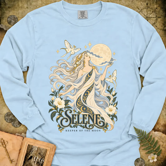 Selene - Keeper Of The Moon Long Sleeve T-Shirt - Chambray