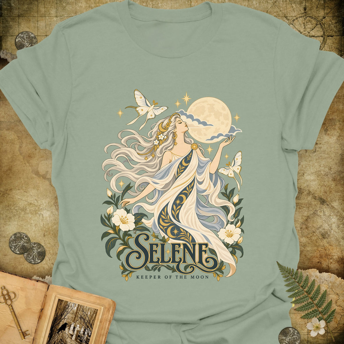 Selene - Keeper Of The Moon T-Shirt - Sage