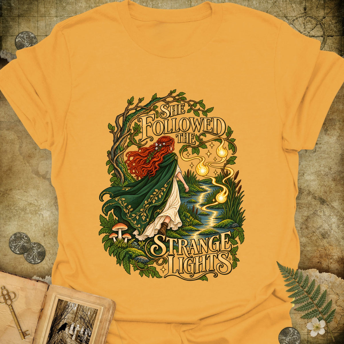 She Followed The Strange Lights T-Shirt - Gold