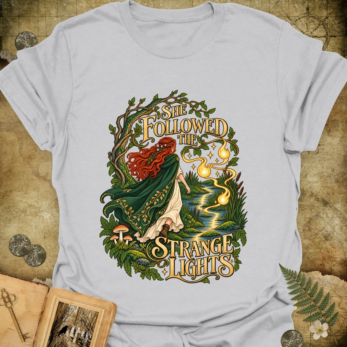 She Followed The Strange Lights T-Shirt - Ice Grey