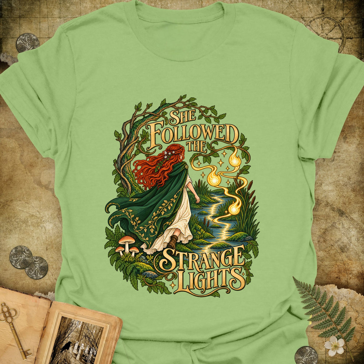 She Followed The Strange Lights T-Shirt - Kiwi
