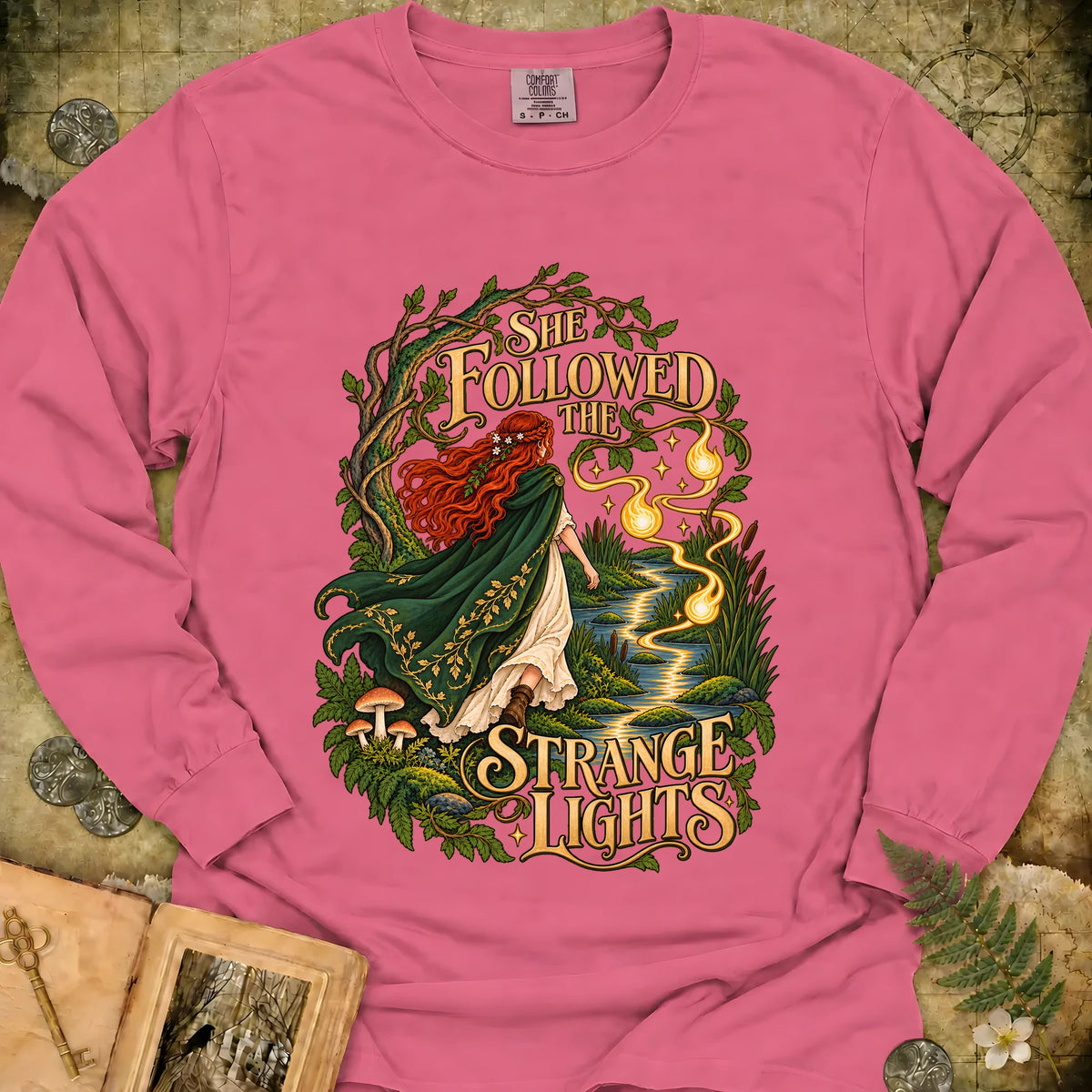 She Followed The Strange Lights Long Sleeve T-Shirt - Crunchberry