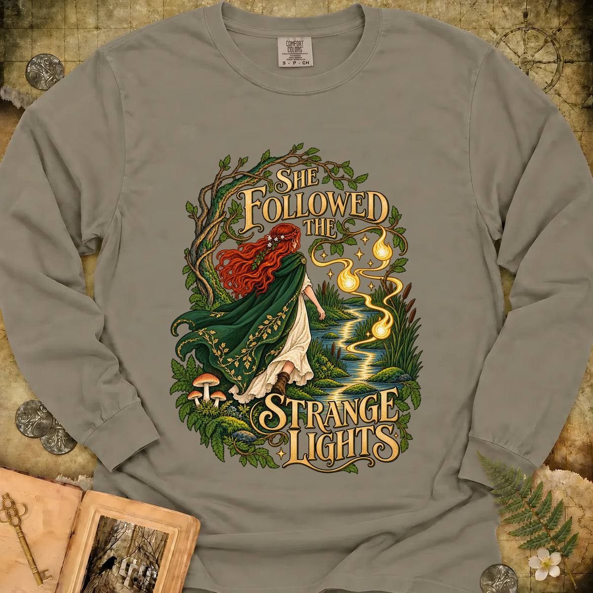 She Followed The Strange Lights Long Sleeve T-Shirt - Sandstone