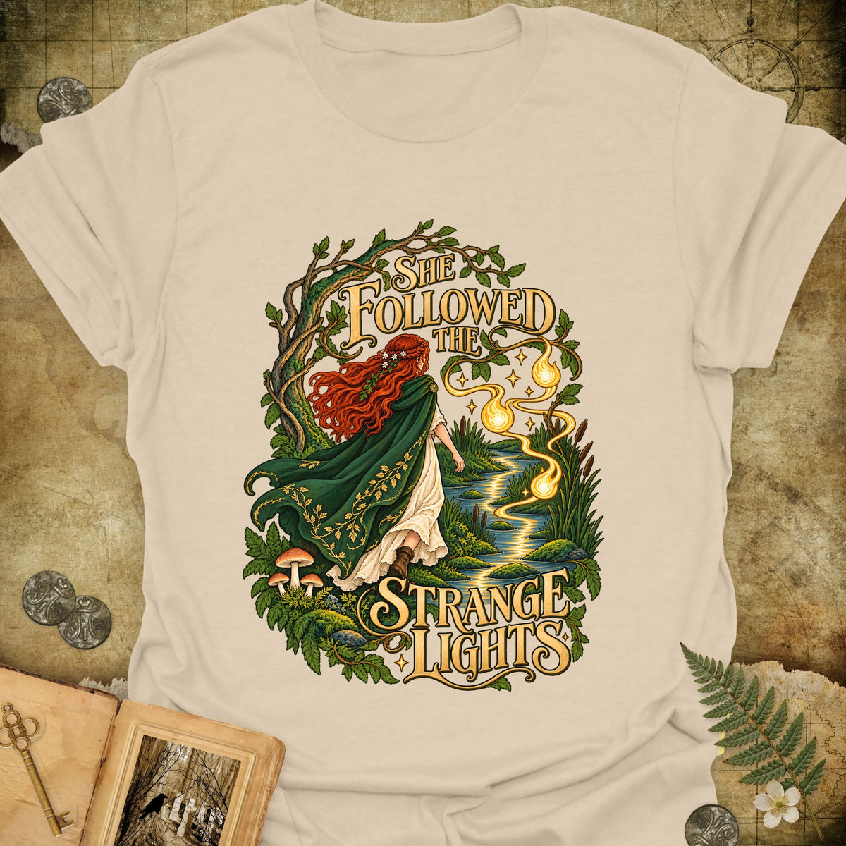 She Followed The Strange Lights T-Shirt - Sand