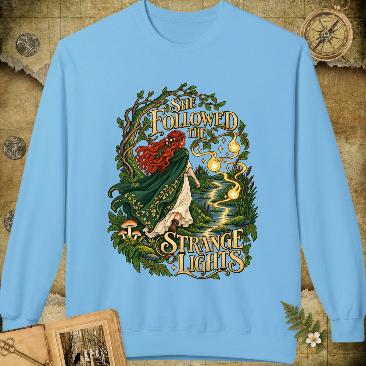 She Followed The Strange Lights Sweatshirt - Sky