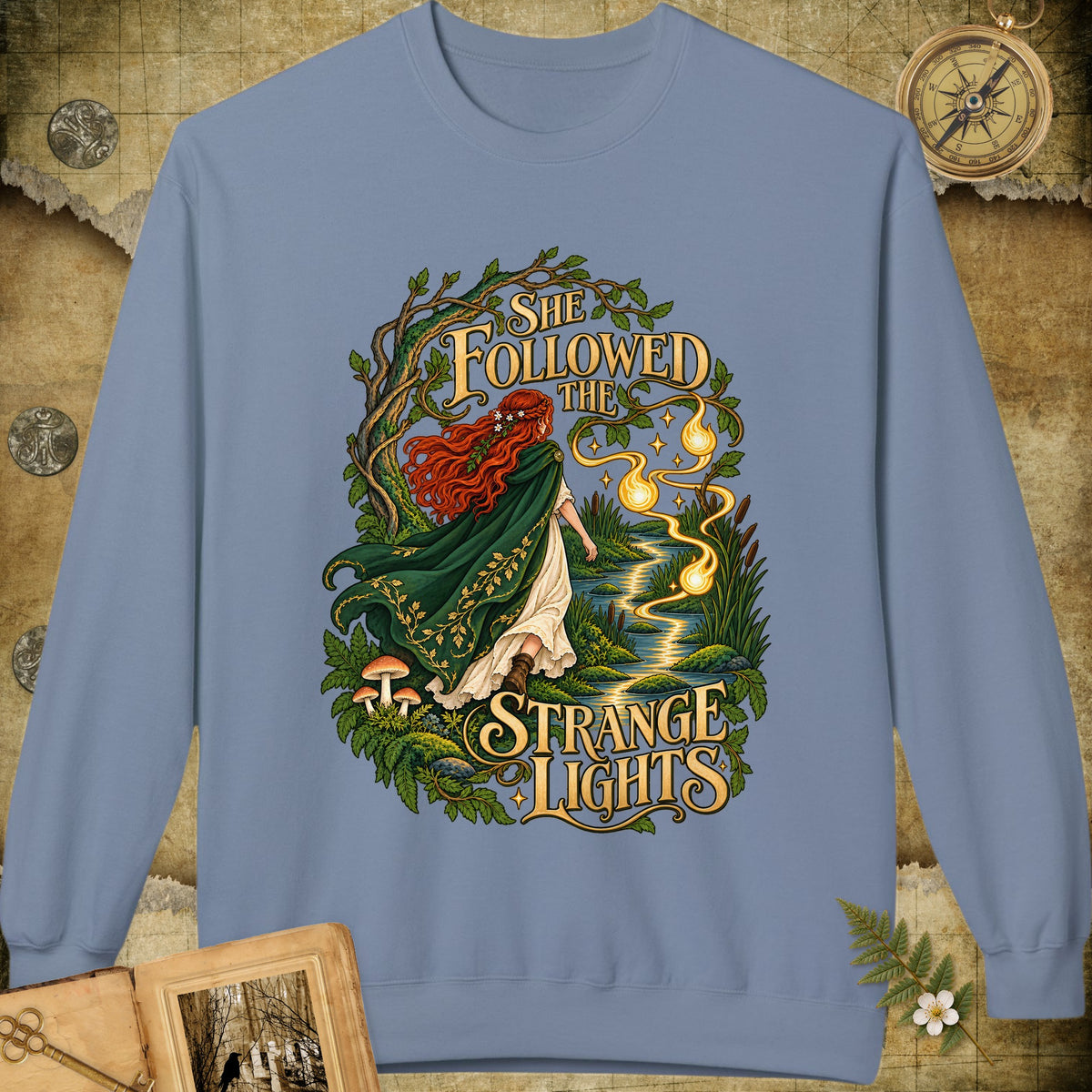 She Followed The Strange Lights Sweatshirt - Stone Blue