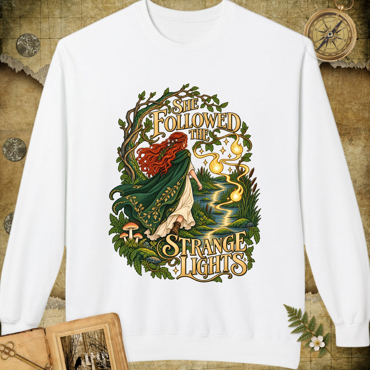 She Followed The Strange Lights Sweatshirt - White