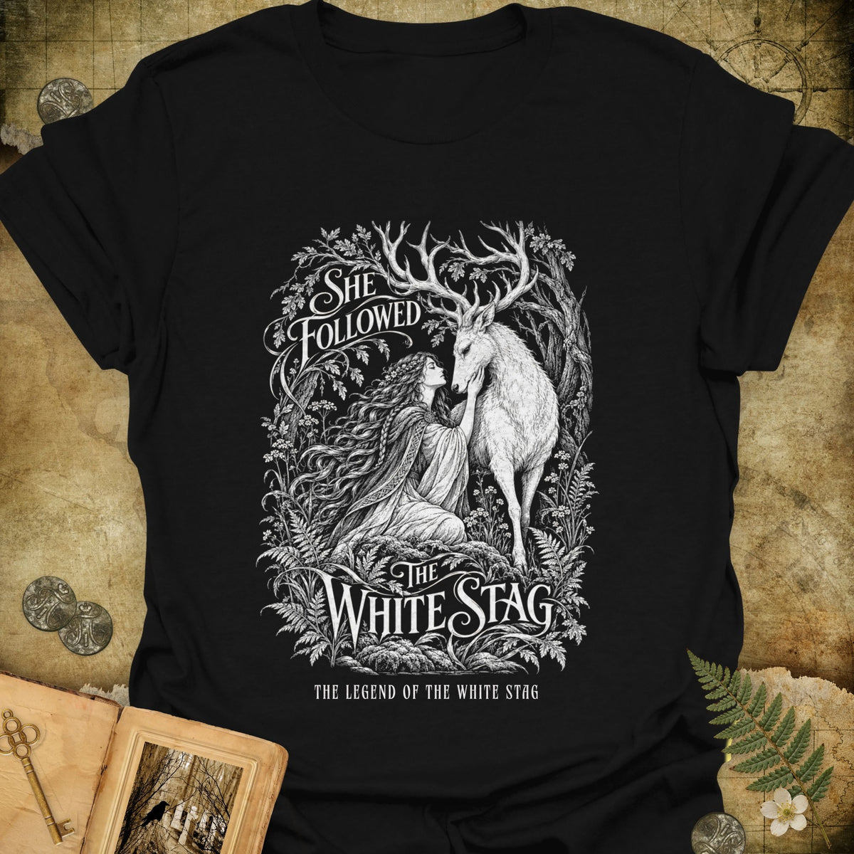 She Followed The White Stag T-Shirt - Black