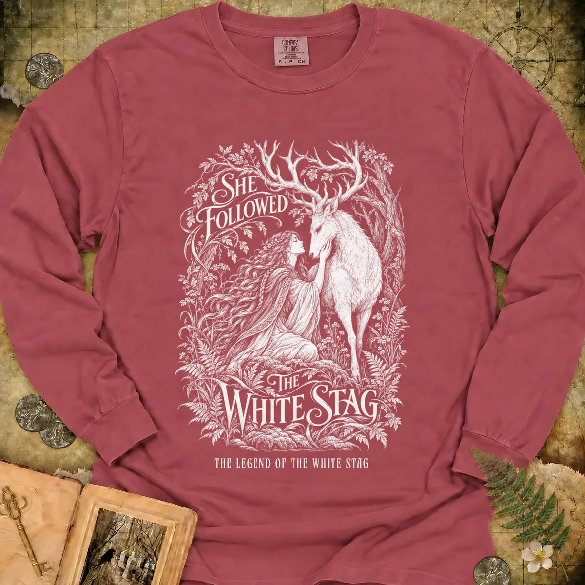She Followed The White Stag Long Sleeve T-Shirt - Brick