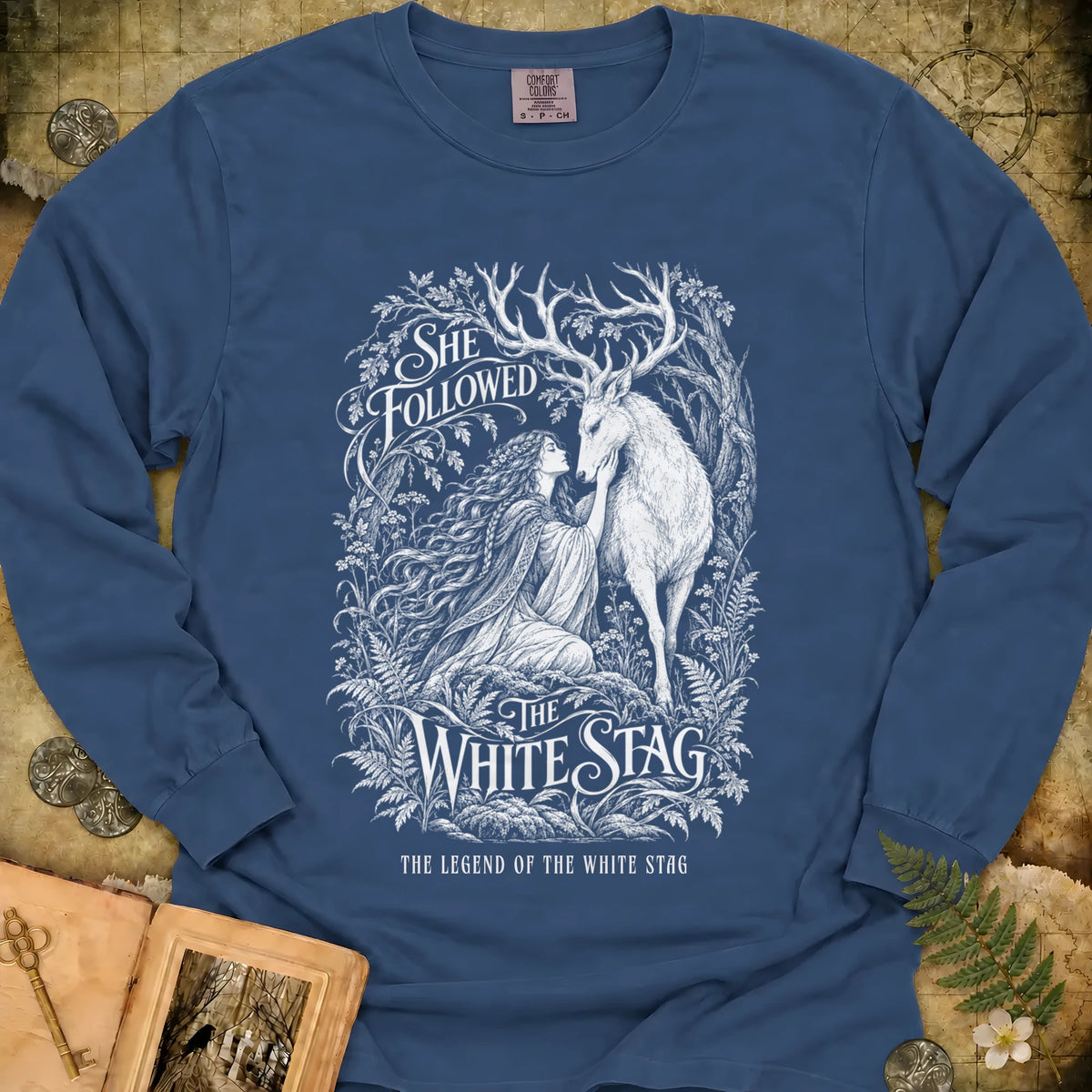 She Followed The White Stag Long Sleeve T-Shirt - Midnight