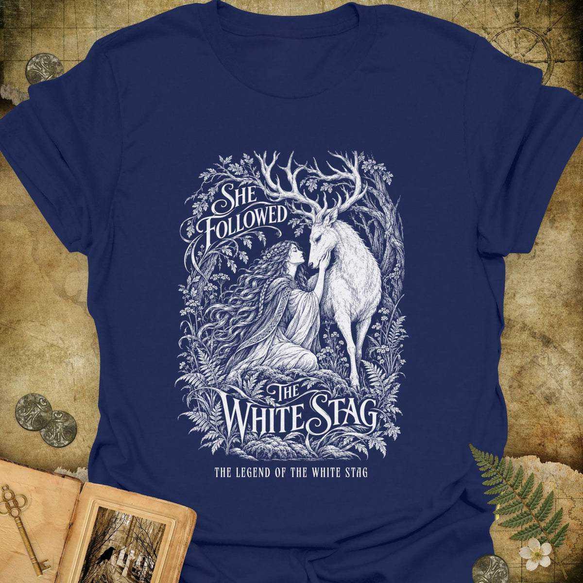 She Followed The White Stag T-Shirt - Navy