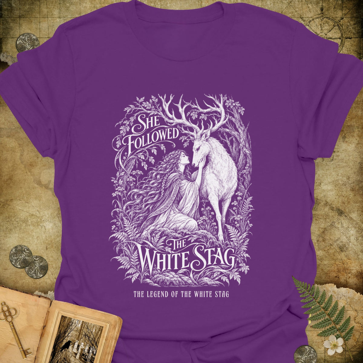 She Followed The White Stag T-Shirt - Purple