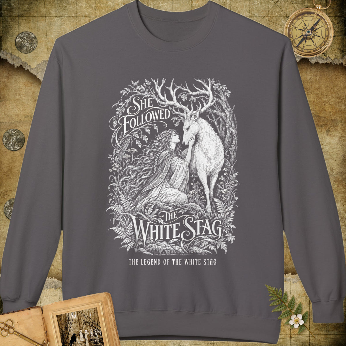 She Followed The White Stag Sweatshirt - Charcoal